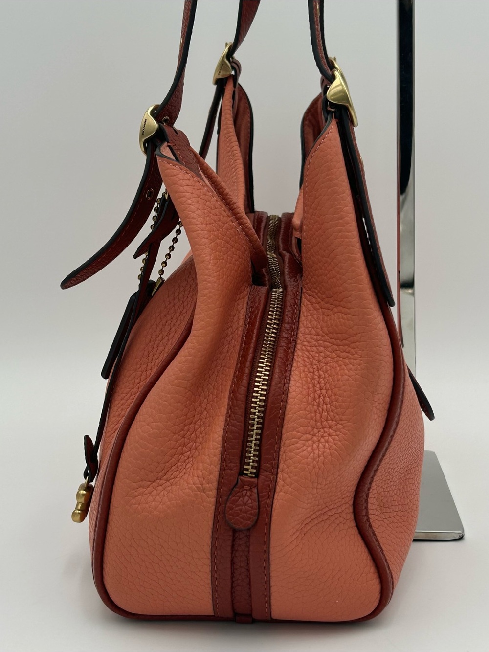 Coach Pebbled Leather Peach Lori Tote - Picture 8 of 16